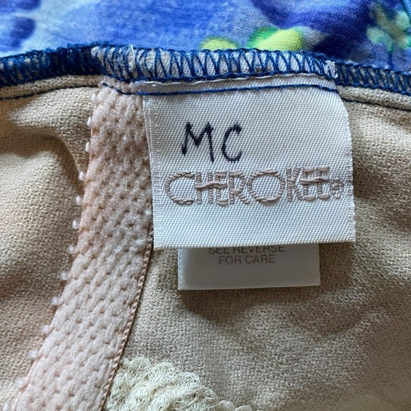 Cherokee Vintage Hippie Tropical Floral High Hip Open Back One Piece Swimsuit - Picture 5 of 6